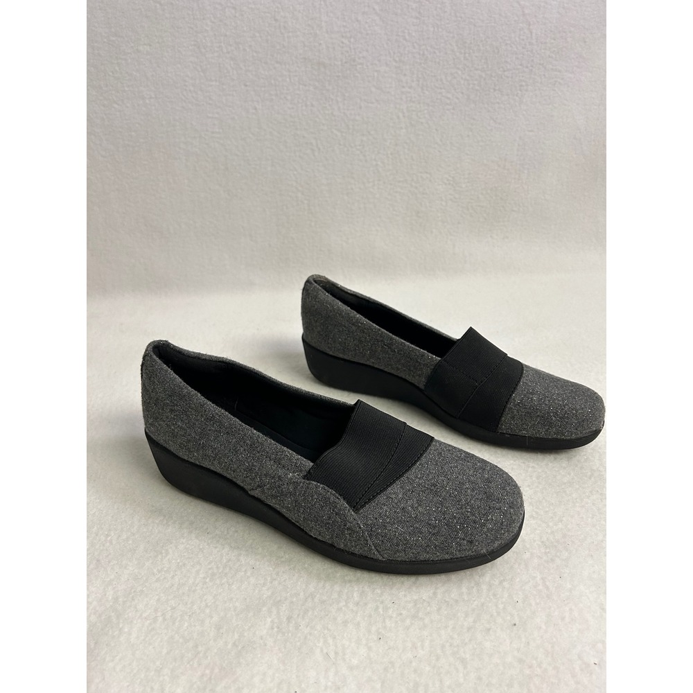 Comfortcore Easy Spirit Womens 8M Gray Sparkle e360 Eskaleo Slip On Wedge Loafer